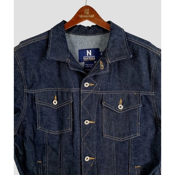 Vtg Y2K Nautica Jeans Denim Trucker Jacket Mens S Blue Dark Indigo - Picture 5 of 11